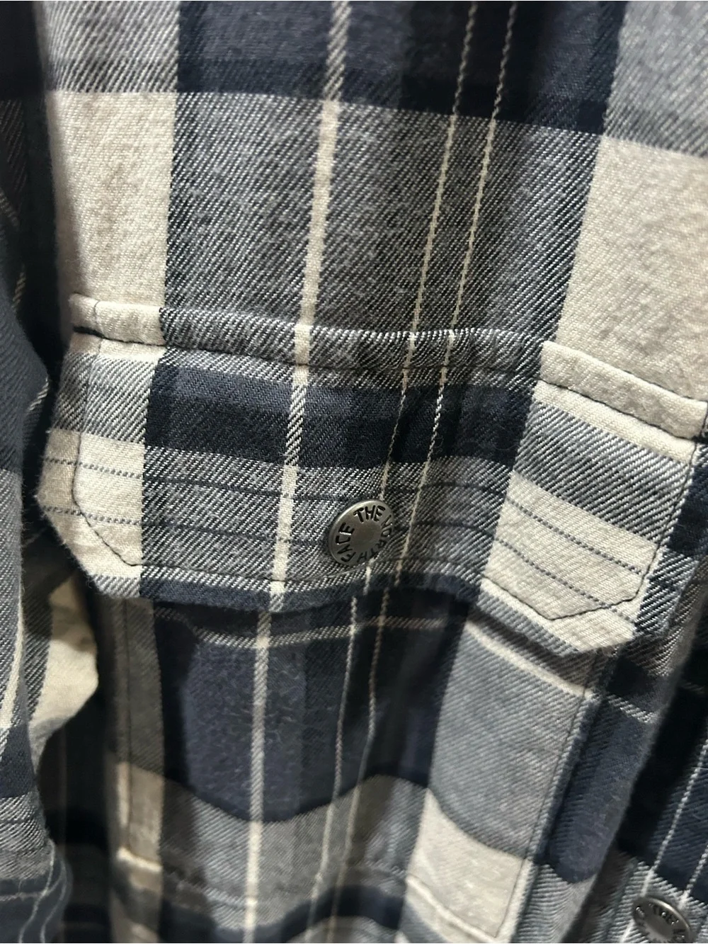 LN The North Face Campshire Navy & White Plaid Sherpa-Lined Button-Down Jacket